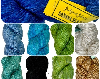 FRABJOUS FIBERS Banana Silk Yarn - 200gms  150yds - 100% Rayon from Banana Tree - 9 Color Choices Knitting Crochet