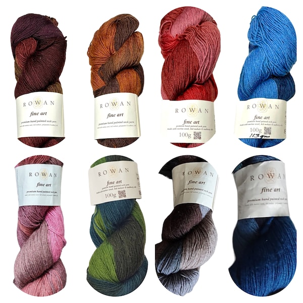 ROWAN Fine Art Hand Painted Sock Yarn - 100gms  437yds - Wool / Mohair / Silk - 8 Color Choices Knitting Crochet