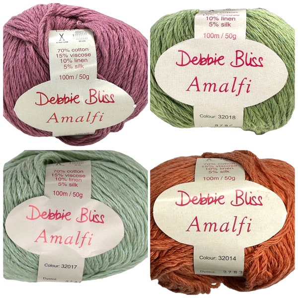 DEBBIE BLISS AMALFI Yarn - 4 Color Choices - 50gms. 109yds - Discontinued Yarn Knitting Crochet