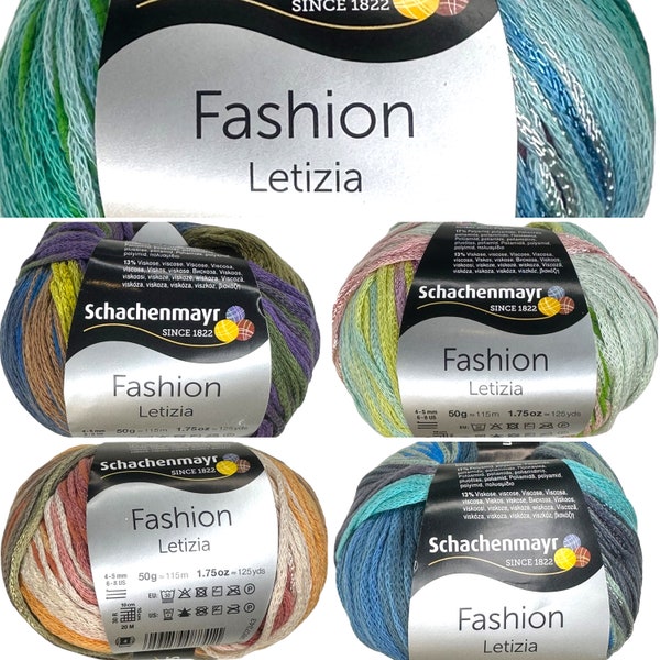 SCHACHENMAYR FASHION LETIZIA Yarn - 5 Color Choices - 50gms  125yds Knitting Crochet
