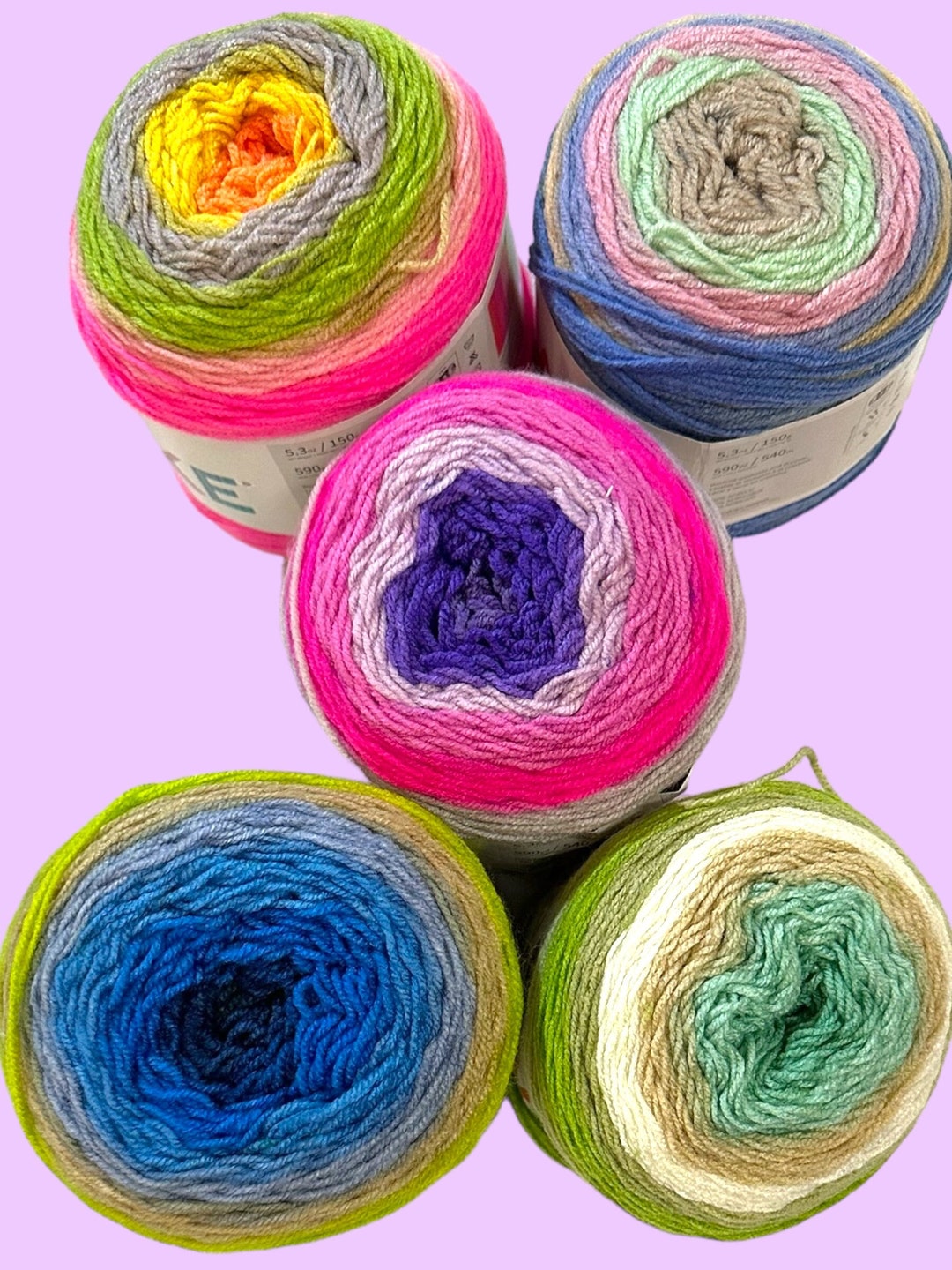 LION BRAND CUPCAKE Yarn 6 Color Options 5.3oz / 590yds Knitting Crochet ...