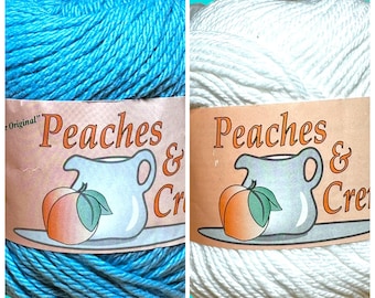 PEACHES & CREAM - Cotton Yarn  - 2 SOLID Color Choices - Knitting Crochet Crafts