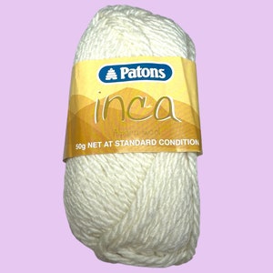 Patons Inca Alpaca Yarn Cream 7017 Wool Alpaca Blend 50g 63yds Discontinued Destash Estate Knitting