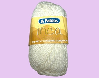 Patons Inca Alpaca Yarn Cream 7017 Wool Alpaca Blend 50g 63yds Discontinued Destash Estate Knitting