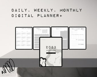 Planificateur numérique personnalisable pour GoodNotes, Notability et iPads - Premium 2023 quotidien, hebdomadaire, mensuel et annuel !