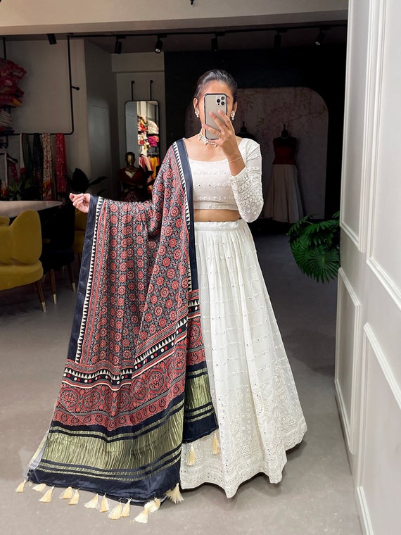 White Lehenga Choli for Women Lenghas indian Legnha for Women