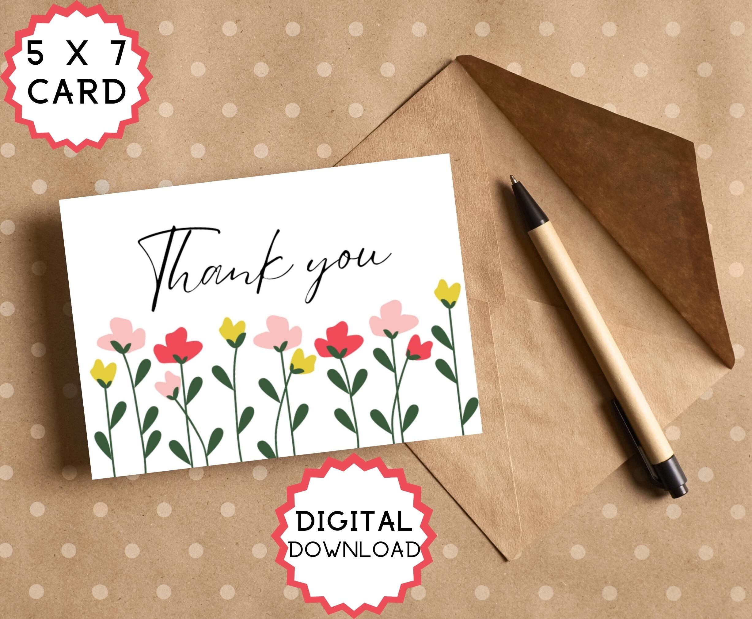 Floral Thank You Card (5x7 Printable Card) - Etsy