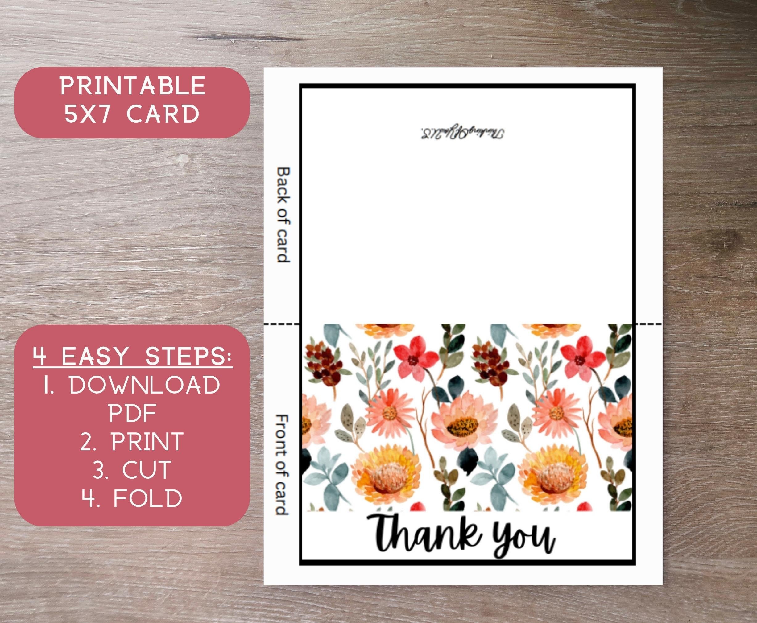 Floral Thank You Card (5x7 Printable Card) - Etsy