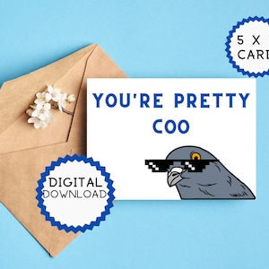 You're Pretty Coo Karte. Lustige Freundschaftskarte. Wortspiel Karte. Nur weil Karte. Ermutigungskarte. 5x7 druckbare Karte.