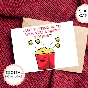 Einfach vorbeischauen, um Ihnen eine Happy Birthday Karte zu wünschen. Wortspiel Geburtstagskarte. Alles Gute zum Geburtstag Karte. 5x7 Digital Download Karte.