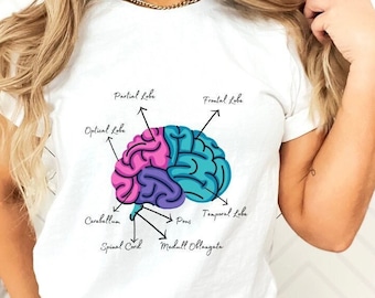 Neurologist Brain Anatomy T-shirt, Brain surgeon graduation gift unisex.  white t-shirts