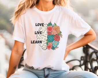 Neurologist Brain Anatomy Tshirt, Brain surgeon graduation gift unisex. brain and flowers.