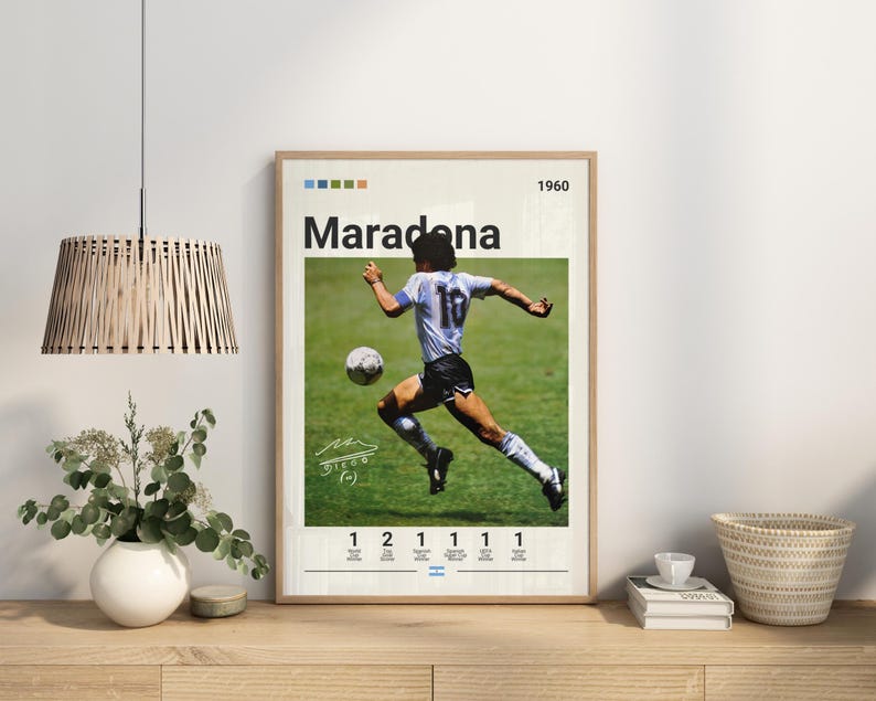 Maradona Poster, Argentina Football Print, Maradona Fan Gift, Soccer