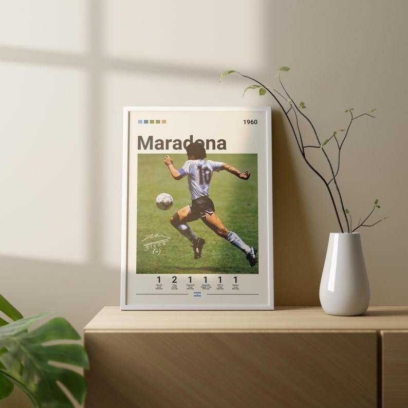 Maradona Poster, Argentina Football Print, Maradona Fan Gift, Soccer