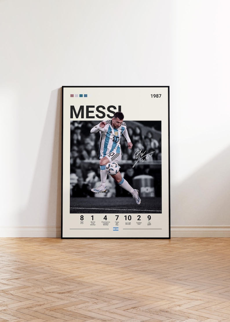 Lionel Messi Poster, Argentina Football Print, Messi Fan Gift, Soccer