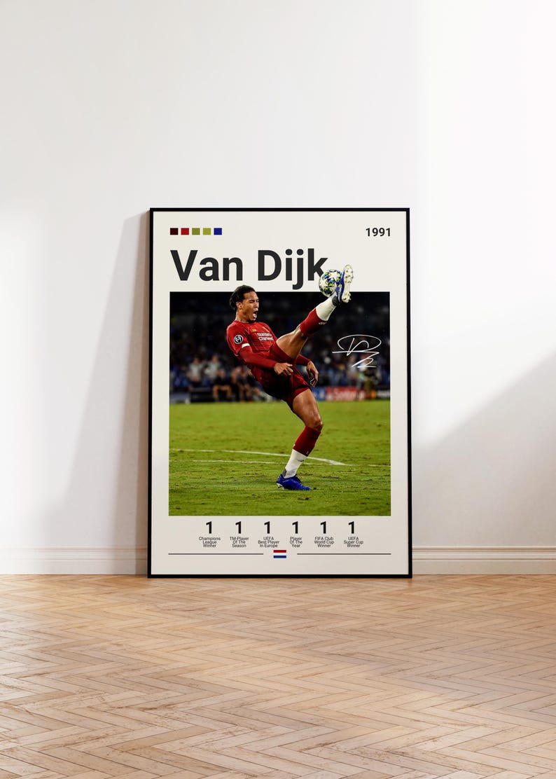 Virgil Van Dijk Poster, Liverpool Print, Van Dijk Fan Gift, Soccer