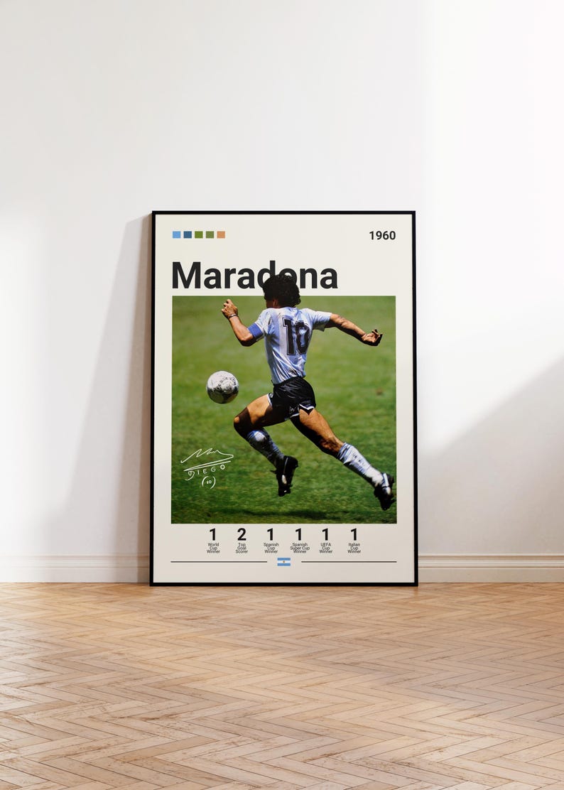 Maradona Poster, Argentina Football Print, Maradona Fan Gift, Soccer