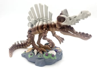 Spinosaurus Skeleton - 3D Printed Articulating Figure, Jurassic World Desk Toy for Dinosaur Enthusiasts