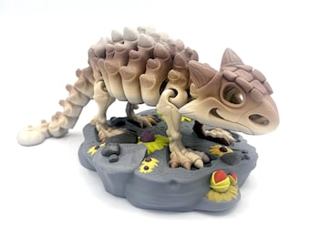 Ankylosaurus Skeleton - 3D Printed Articulated Jurassic World Desk Toy for Dinosaur Enthusiasts
