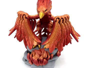 Phoenix Toy - Articulated 3D Printed Figure with Movable Wings & Stand