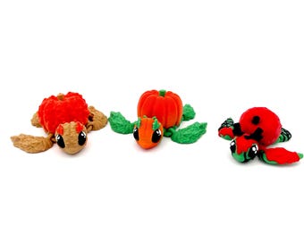 Halloween Pumpkin Turtle Fidget Toy Pack – 3D Printed Critters