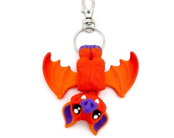 3D Printed Vampire Bat Keychain | Articulated Wings, Fidget Toy