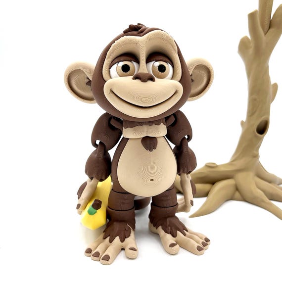 Monkey Fidget Toy With Tree Stand & Banana - Interactive Desk