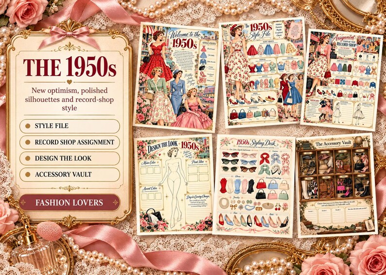 Fashion History Printable, 60-page Fashion Design Workbook, 1920s–1990s ...