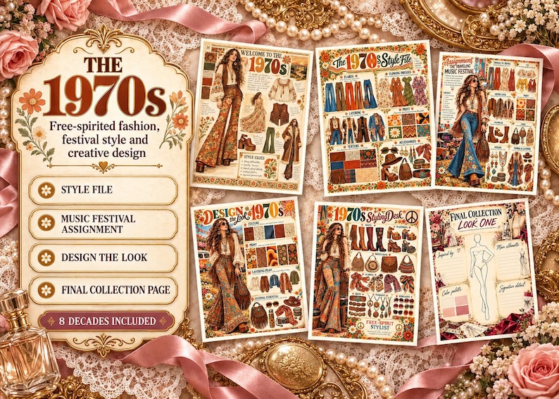 Fashion History Printable, 60-page Fashion Design Workbook, 1920s–1990s ...
