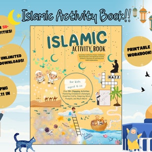 Islamic Activity Workbook for Kids - Fun Lessons, Prophet Stories, Arabic Alphabet & More - Digital Download - Educational Workbook