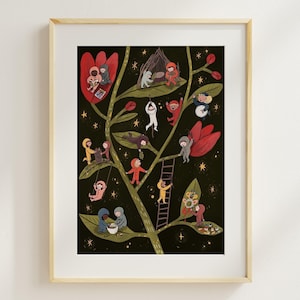 Verzauberte Waldabenteuer - Fantasieillustrationen, Gute Nacht Druck, Waldschulspaßdruck, Magische Illustrationen, Montessori-Pädagogik