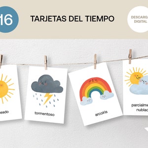 Tarjetas Educativas del Tiempo - Ilustradas a Mano, Descarga Digital Montessori, Tarjetas Imprimibles Educativas para Guardería y Aula