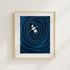 Poster "Bambino che galleggia nella serenità" - Illustrazione per bambini ispirata al metodo Montessori