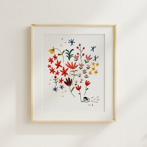 Kinderzeichnung Blumen Poster - Montessori-inspirierte Kinderkunstwerk