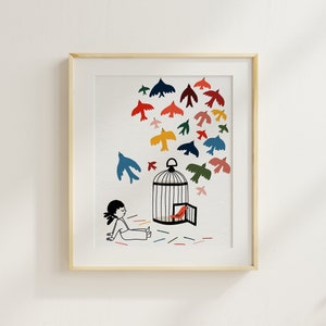 Opening the Cage, Handmade Children&#39;s Illustration for Inspiring Bravery and Freedom