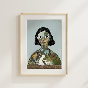 Illustrazione del bambino interiore - Arte murale neutra, Illustrazione della natura, Stampa "Ama te stesso", Arte dell'infanzia, Decorazione della camera da letto