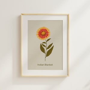 Stampa di coperta indiana - Stampa floreale illustrata a mano, illustrazione botanica, arte floreale, arte murale per bambini, decorazione per la scuola materna Montessori