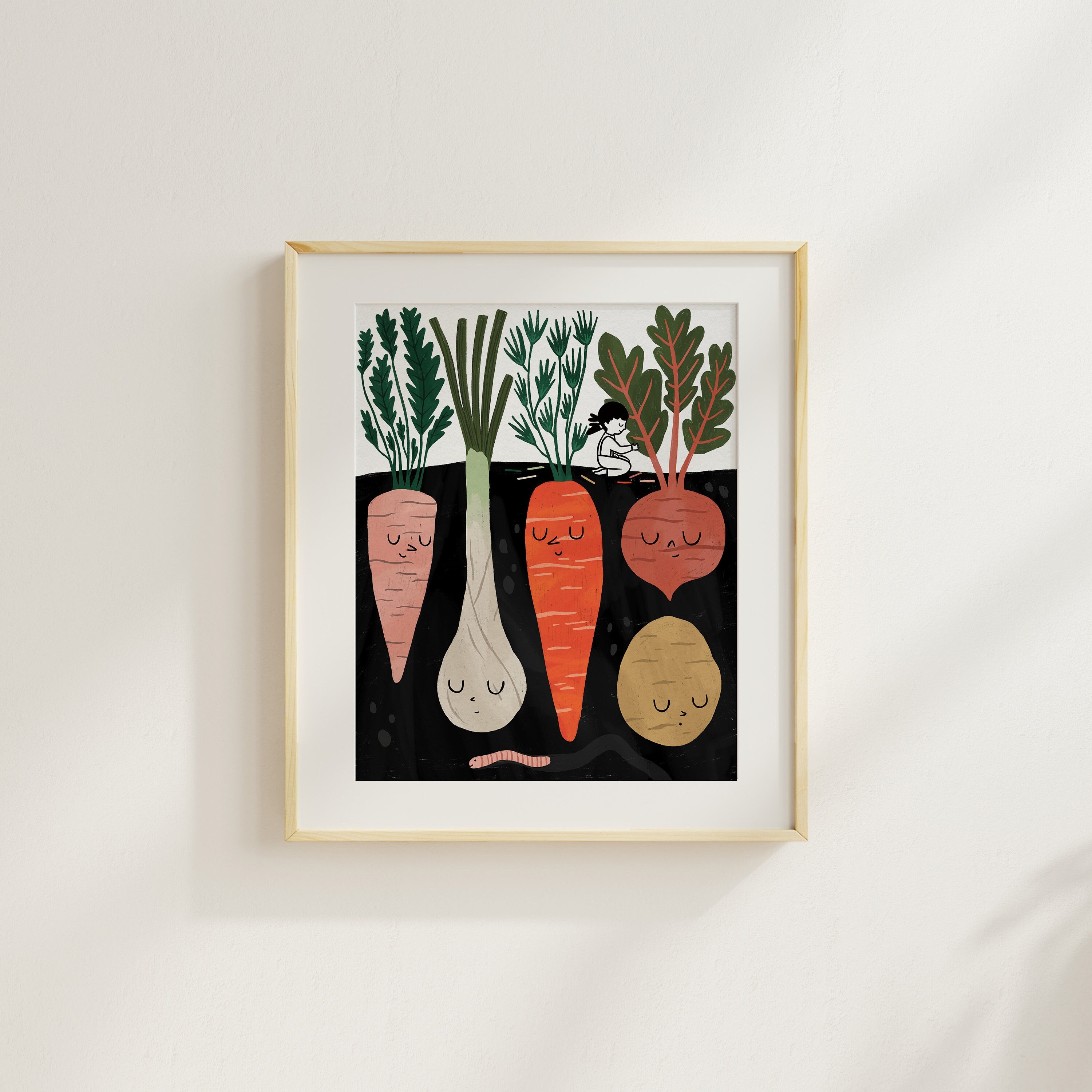 Root Vegetable Print: Montessori Children's Illustration