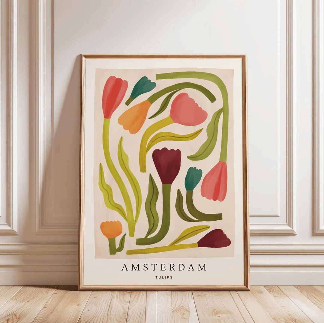 Amsterdam Tulips Art Print: Dutch Floral Illustration - Etsy