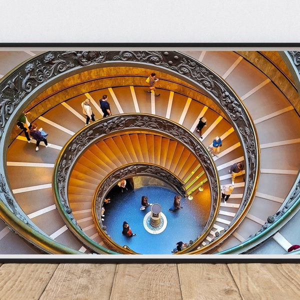 Spiral Steps Vatican Library Wall Art Religious Room Decor Rome Italy Digital Printable