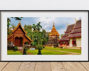 Thai Temple Complex Wall Art Buddhist Room Decor Digital Printable Chiang Mai Thailand Download