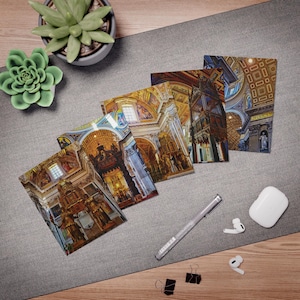 5 cartões comemorativos multi-design Roma Itália Igreja Interiores Ouro Dourado Cartão de Nota em Branco Pin Up Mail Presente Pessoal Colorido Produto Acabado