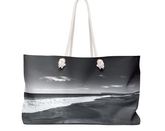 Beach Scene Weekender Tote: Oversized Travel Bag with Rope Handles
