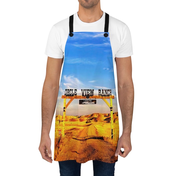 Apron Kitchen Accessory Western Cookout BBQ Ranch Apparel Blue Sky Gold Colorful