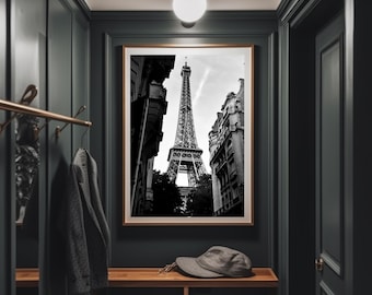 Eiffel Tower Black and White Digital Print Paris France Download Poster