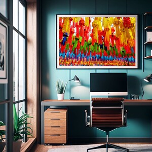 Lantern Multicolored Digital Print Thailand Wall Art Colorful Room Decor Printable Download