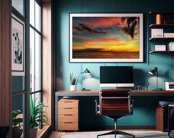 Hawiian Sunset Lahaina Maui Beach House Wall Art Digital Print Download Zen Decor