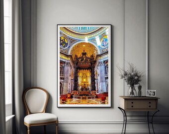 Vatican Alter Catholic Church Digital Downlad Rome Italy Wall Art Print Religious Room Decor