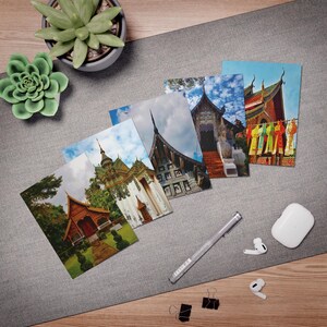 5 wenskaarten met meerdere ontwerpen Thailand Temple's Collection blanco notitiekaart pin-up post Persoonlijk cadeau Kleurrijk eindproduct