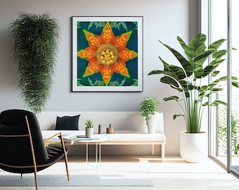 Blue Temple Thailand Print: Mandala Ceiling Art (Digital Download)